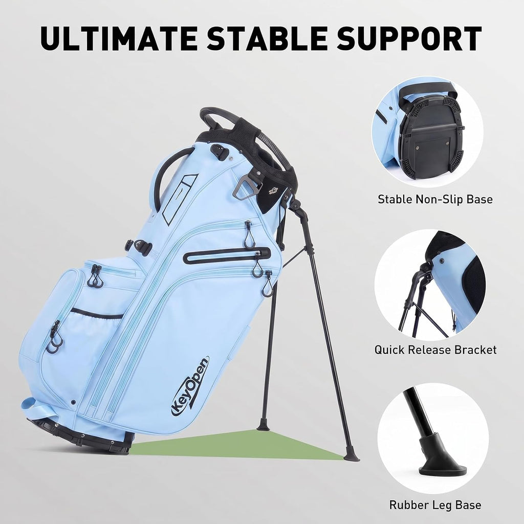 Lightweight Golf Stand Bag, 14 Way Golf Bags with Full Length Dividers for Men Women, Encrypted 900D Weather-Proof Club Carry Bag with Ergonomic Dual Strap, Cooler Pockets, 9 Pockets