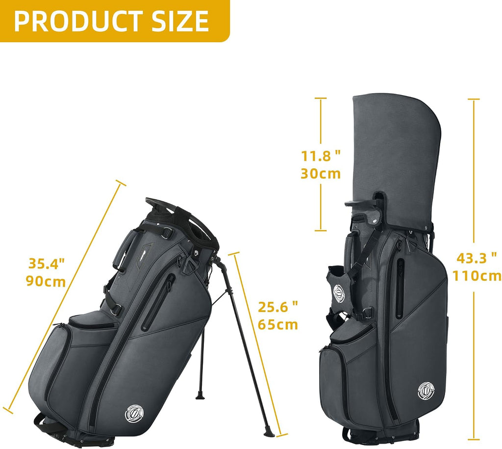 Golf Stand Bag 14 Way, Lightweight Golf Bags for Men Women with Stand, Padded Ergonomic Double Strap, Full Length Dividers, Multiple Pockets, Rain Hood