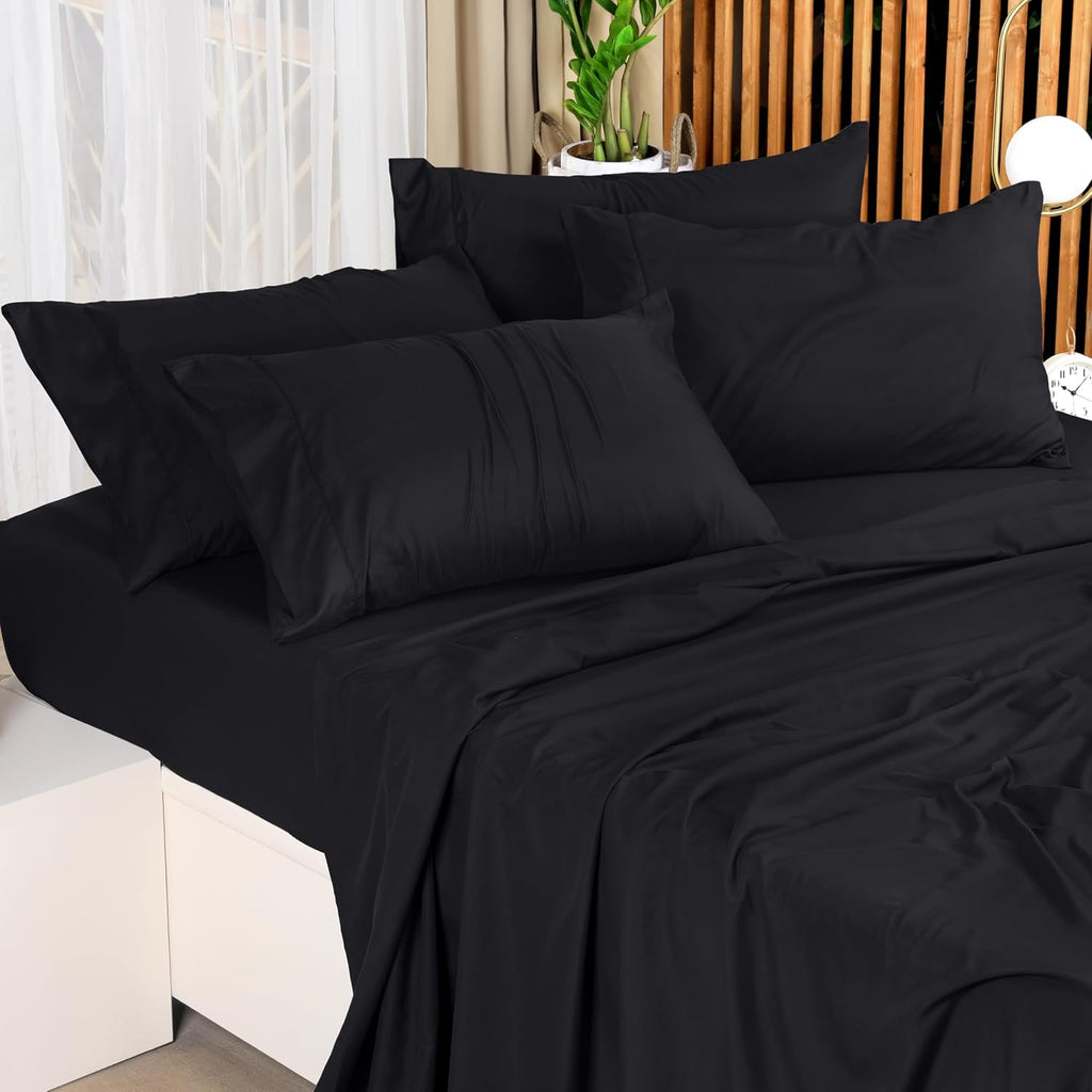 Utopia Bedding Full Size Sheet Set - Bulk Pack of 10 Bed Sheets Set - Soft Brushed Microfiber - Deep Pockets - Shrinkage & Fade Resistant - Easy Care (Black)