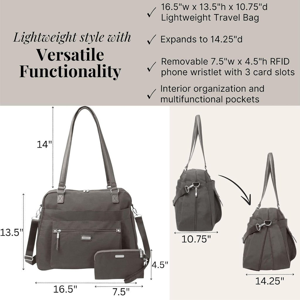 Baggallini Overnight Expandable Laptop Tote with RFID Phone Wristlet