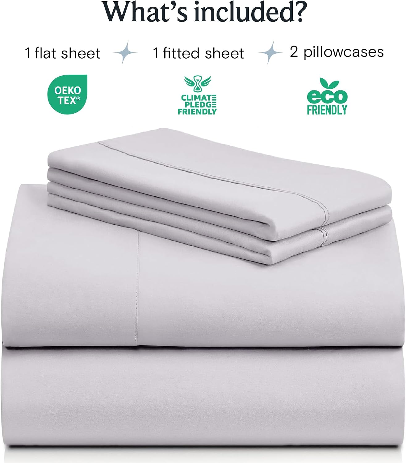 LuxClub 4 PC Sheet Set Bed Sheets Deep Pockets 16' Eco Friendly Wrinkle Free Cooling Machine Washable Hotel Bedding Silky Soft - Dove Gray Full (Pack of 4)