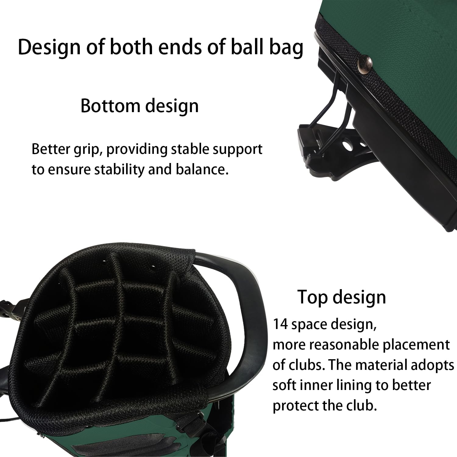 Lightweight Golf Stand Bag with 14 Way Full-Length Dividers, 7 Zippered Pockets and Rain Cover, with Handles and Dual Strap