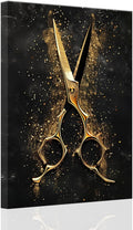 SWQYLB Hair Salon Wall Art Barber Pictures Canvas Black and Gold Wall Decor Haircut Tools Painting Trendy Barbershop Wall Decor Framed Hairdresser Gifts (28.00' x 42.00')