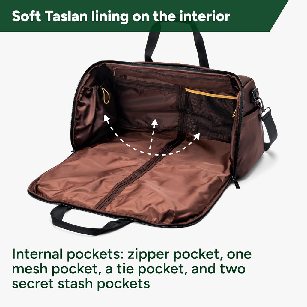 Halfday Convertible 2-in-1 Premium Garment Duffel Weekender Bag 45L: Wrinkle-Free Travel (Hanging Suit Compartment, Shoe Pockets, Trolley Sleeve), Balistic Nylon Carry-on, Port