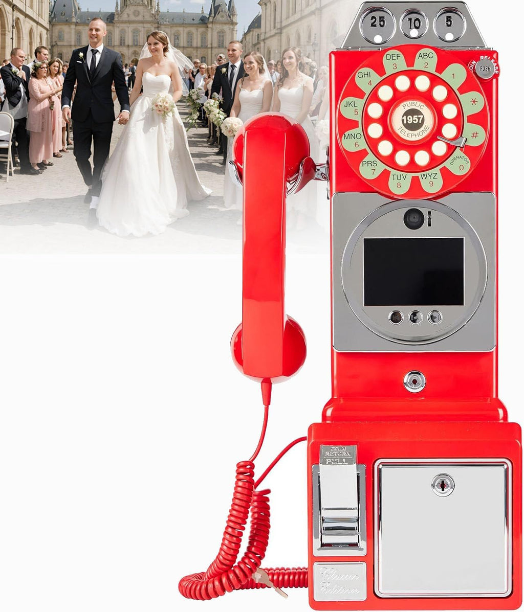 Video Audio Guest Book Phone,1080P Video GuestBook Wedding Phone,Video Audio Guest Book Alternatives for Birthday Party Anniversary Engagement (Red 32G)