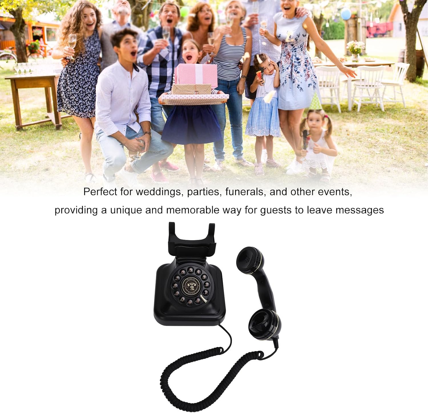 Fabater Audio Guest Book Record, Easy to Use Phone Audio GuestBook for Weddings Parties Funerals (Black)