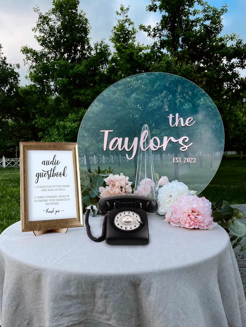 Vintage Old Fashioned Phone with Audio Recording Function for Weddings,Parties,Celebrations,Audio GuestBook Telephone Recording Messages Left by Attendees at Your Special Event (Red)