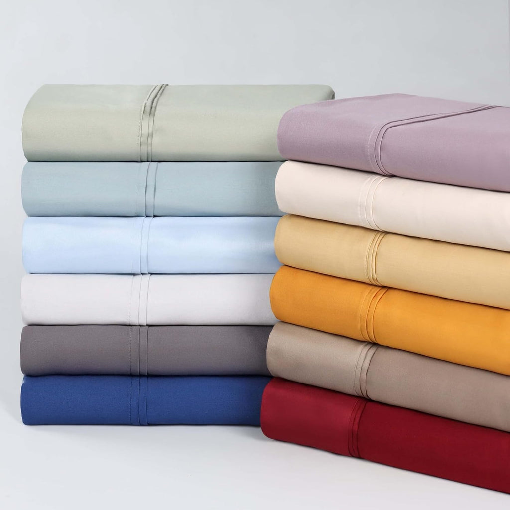 Superior 1200 Thread Count Egyptian Cotton Sheet Set, Bedroom Sheets, Modern Home Essentials, Luxury Bedding, 1 Elastic Deep Pocket Fitted Bed Sheet, 1 Flat Sheet, 2 Pillowcases, Queen, Gold