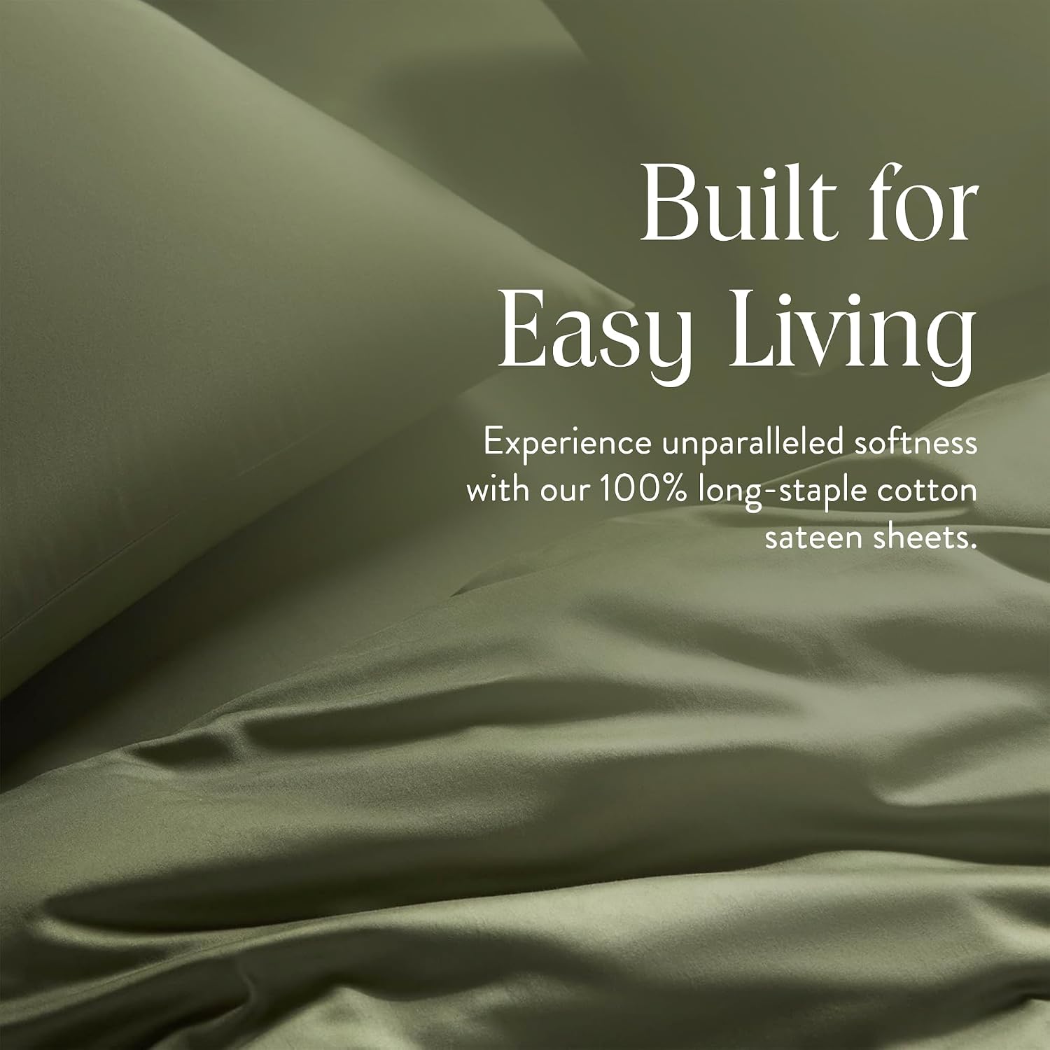 Brooklinen Luxury Sateen 4 Piece Sheet Set - 100% Cotton Bed Sheets, Soft & Durable King Size Sheet Set in Fresh Moss, Oeko-TEX Certified Bedding Set, 1 Fitted Sheet, 1 Flat Sheet, 2 Pillowcases