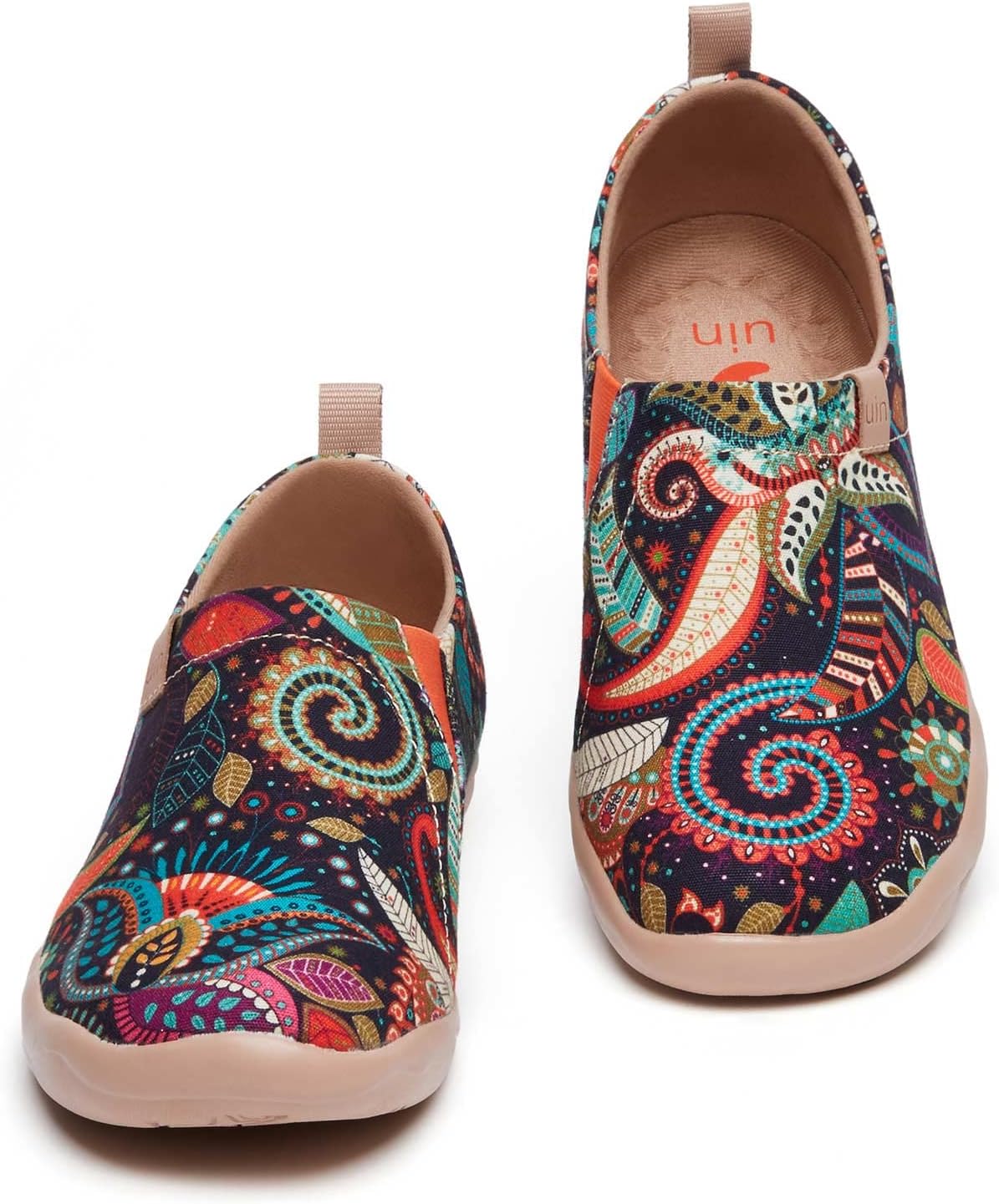 UIN Women's Slip On Shoes Colorful Comfortable Lightweight Art Travel Sneakers Casual Floral Stylish Everyday Loafers