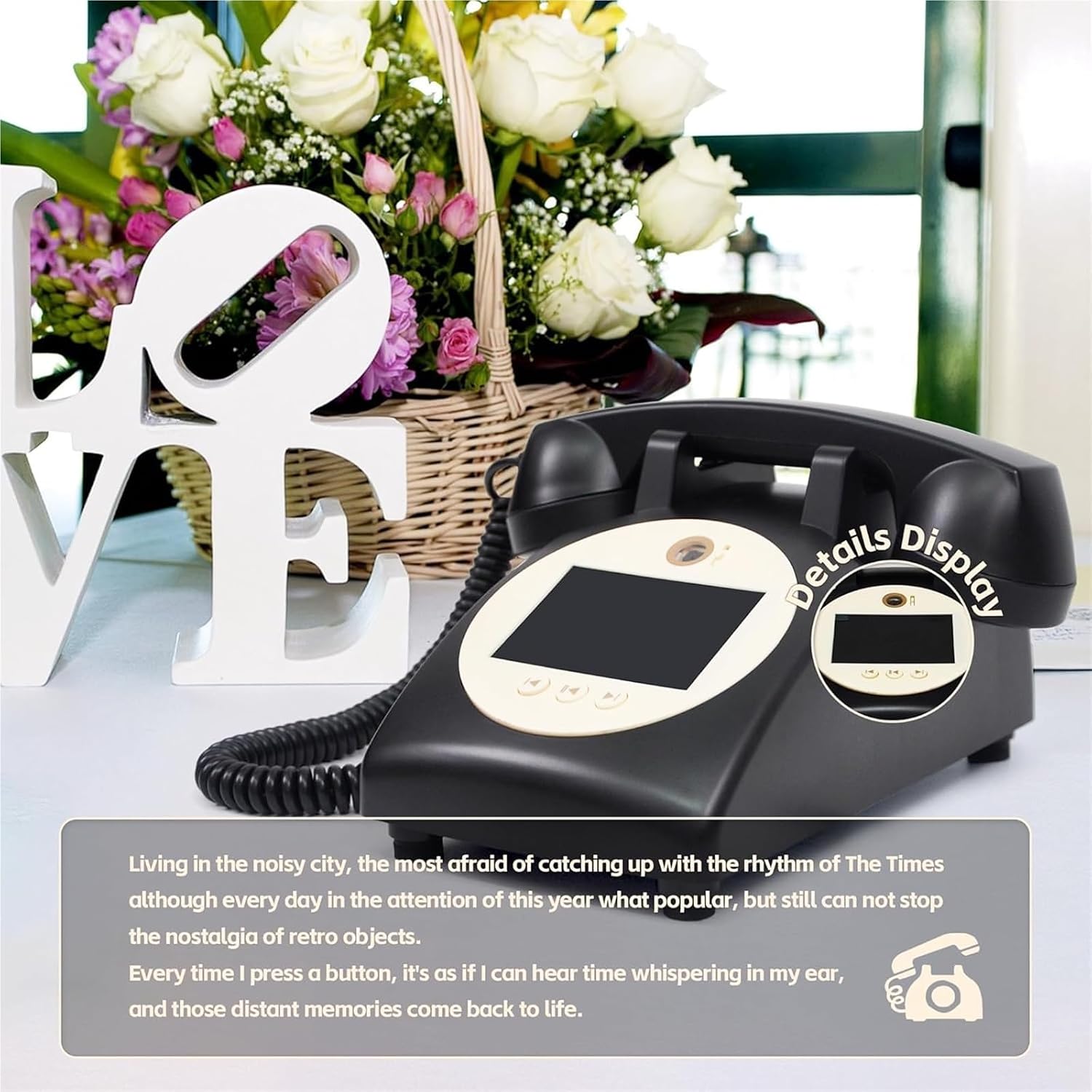 Video Audio Guest Book Wedding Phone, 32G 1080P HD Vintage Video Voice Guestbook Record Cherished Customized Audio Messages, Ideal for a Variety of Memorable Party(White)