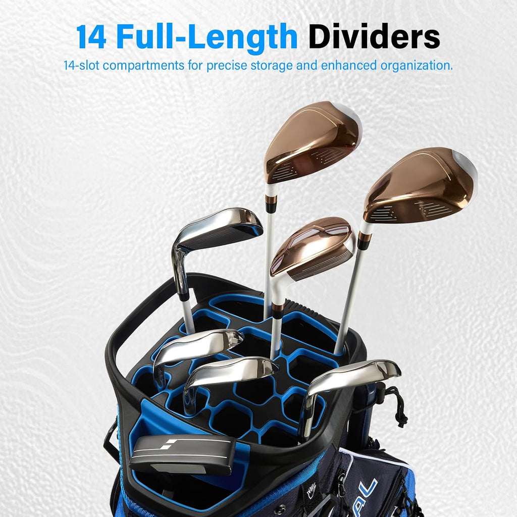 uniHimal 14-Way Golf Cart Bag, Full Length Premium Golf Bag for Men with Cooler Pocket, Handles and Rain Cover