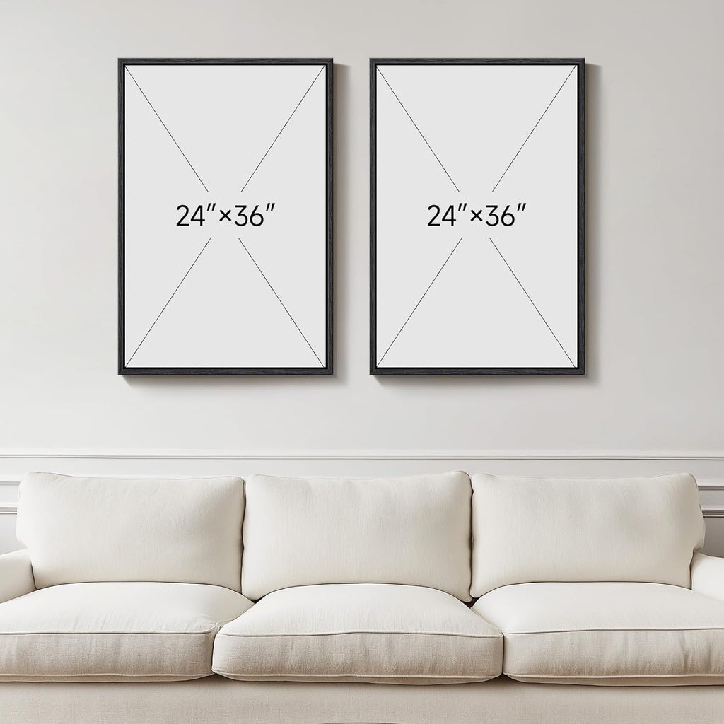 Framed Green Abstract Wall Art Set of 2 for Living Room, Large Green Gold and Black Canvas Artwork for Walls, Modern Luxury Painting Print for Bedroom Dining Room Office Hallway Wall Decor, 24x36 Inch