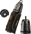 Golf Travel Bags for Airlines with Carbon Fiber Hard Top, Protective Club Traveling Cover with Wheel, Golf Club Carrier Case for Airplanes, Thick Padding, Durable Zippers and 2 Sided Spacious Pockets