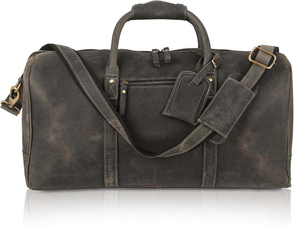 Leather Travel Duffle Bags for Men and Women cabin friendly Weekend Bag Sports Gym airplane carry on overnight duffel