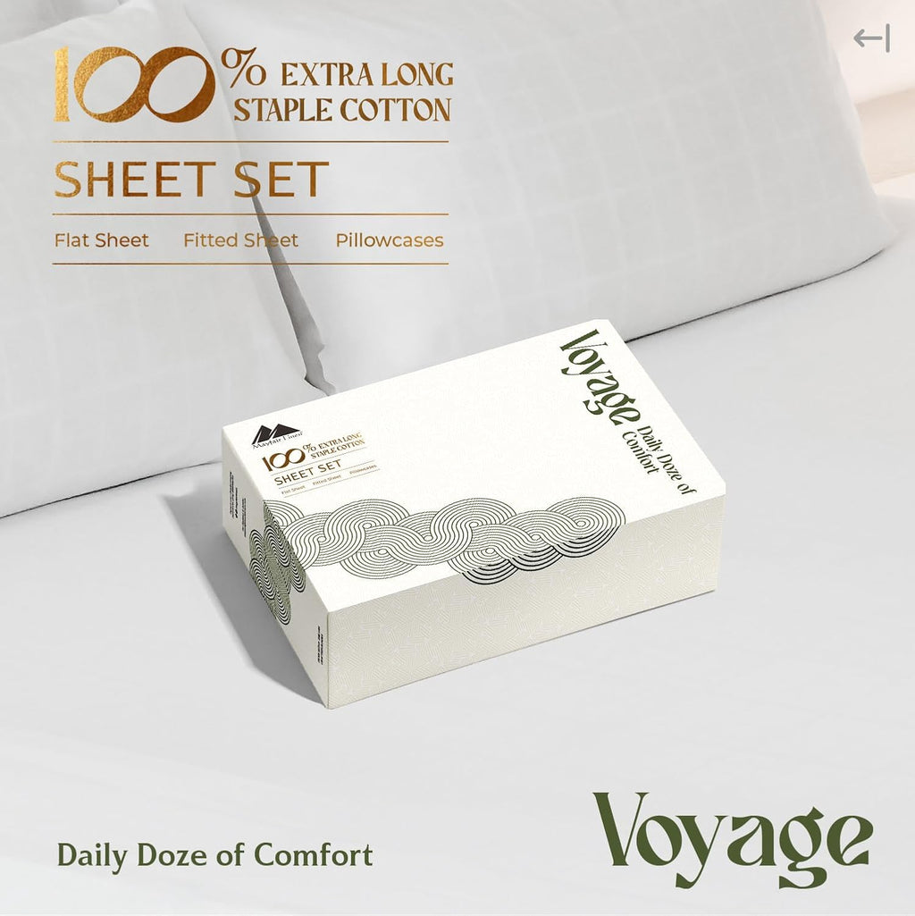 Mayfair Linen 100% Egyptian Cotton Twin Size Sheets Pack of 2 - Luxury 600 Series Voyage Collection Egyptian Cotton Sheets Twin Size (6 PC, White), Soft, Cooling, 16' Deep Pocket Hotel Sheet Set