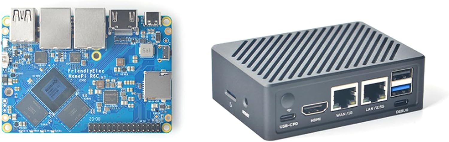 Nanopi R6C Wireless Mini WiFi Router OpenWRT, Smart Office Home Gateway, LPDDR4X RK3588S CPU 6Tops NPU Mali-G610 GPU, with PCle Gbps Ethernet for NAS IoT Device, Support Ubuntu Debian (4+64GB)