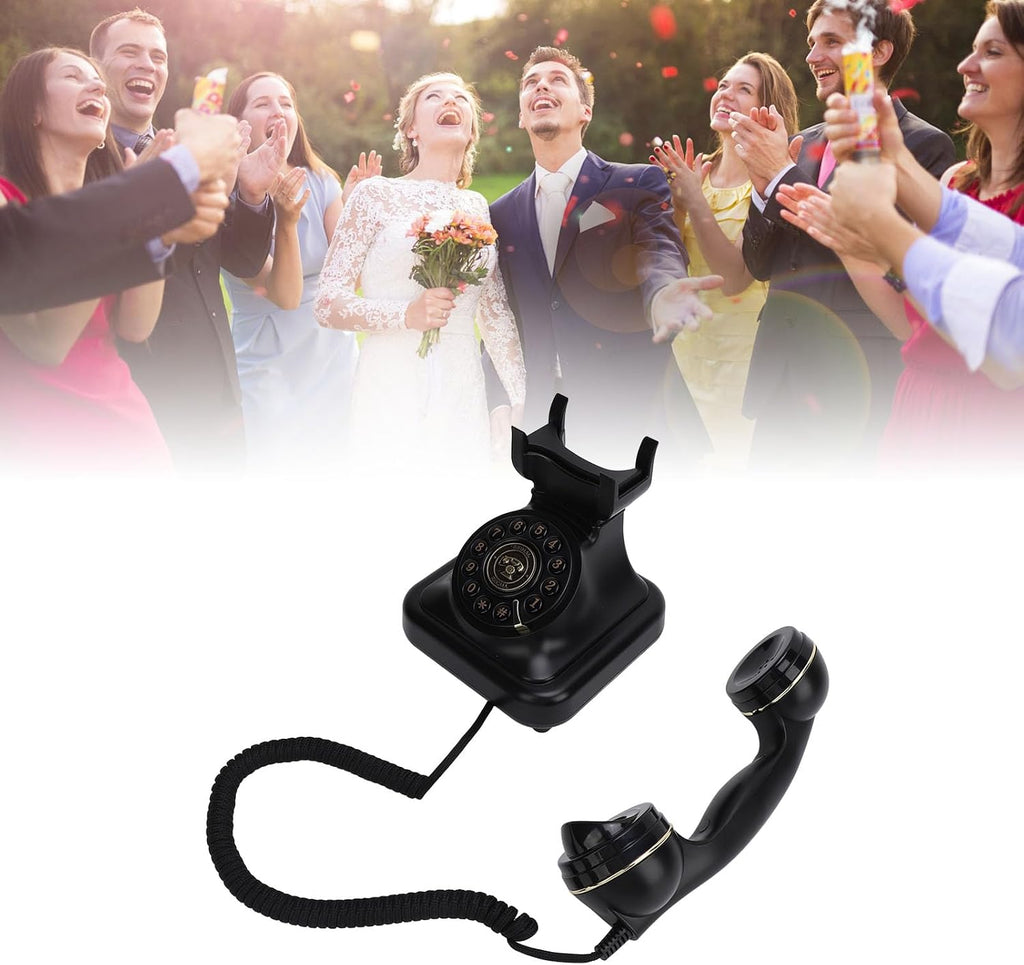 Wedding Recorder Audio Guestbook, Antique Telephones with Recording Function Retro Keypad Phone, 8G Capacity Audio Messages Telephone Record (Black)