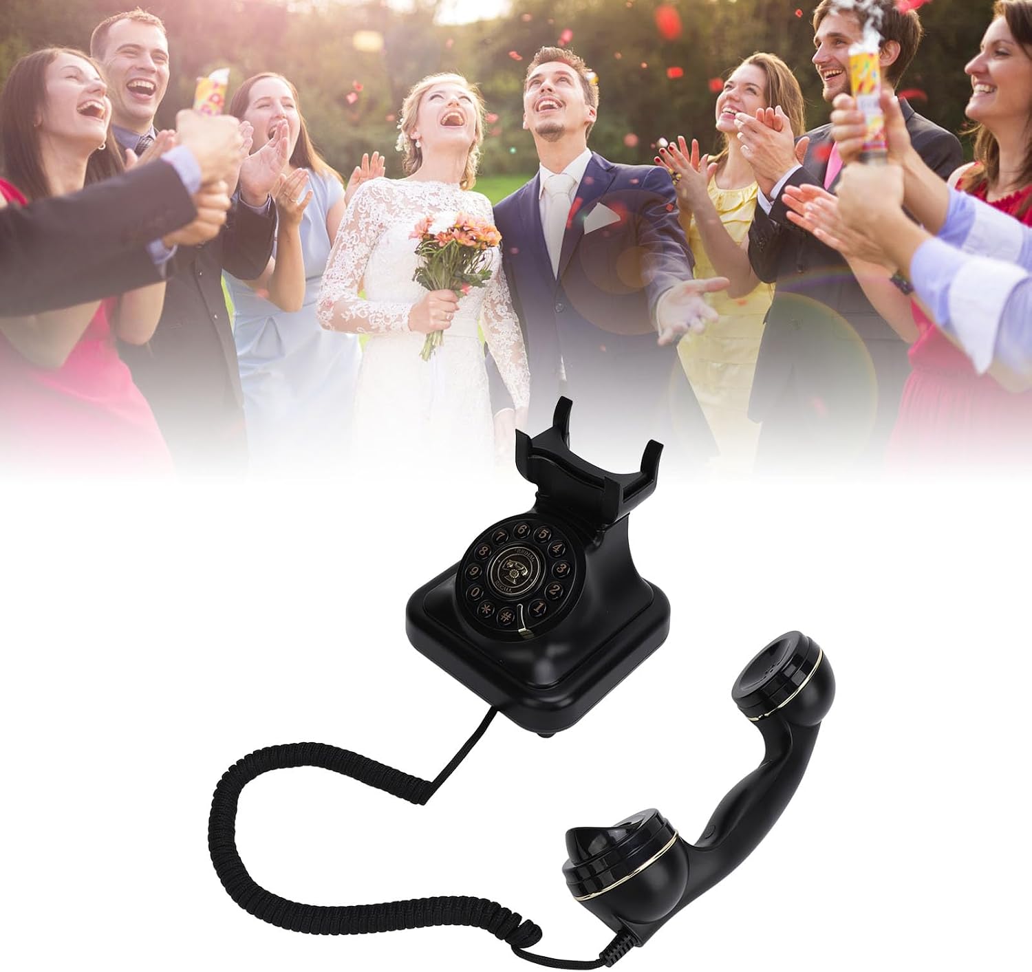 Wedding Recorder Audio Guestbook, Antique Telephones with Recording Function Retro Keypad Phone, 8G Capacity Audio Messages Telephone Record (Black)