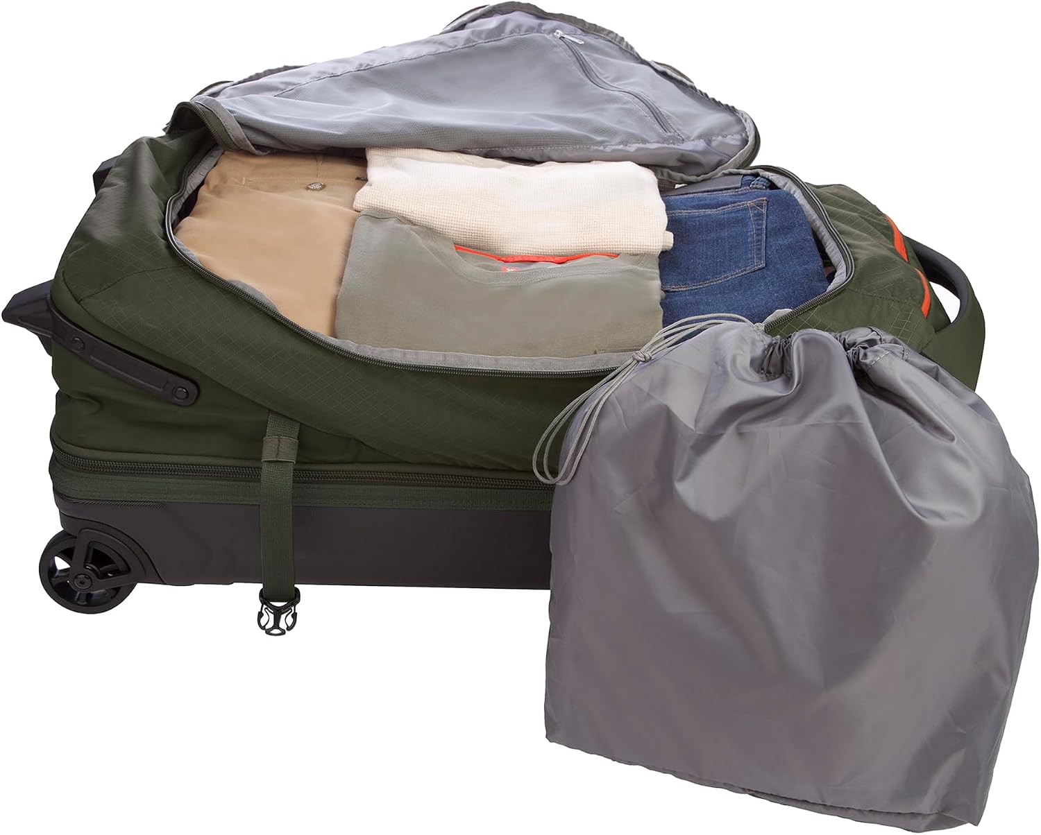 Eddie Bauer Expedition Rolling Duffel Bag with Wheels | Travel | Check-In | Luggage | Rugged | Durable - Dark Thyme, 30'