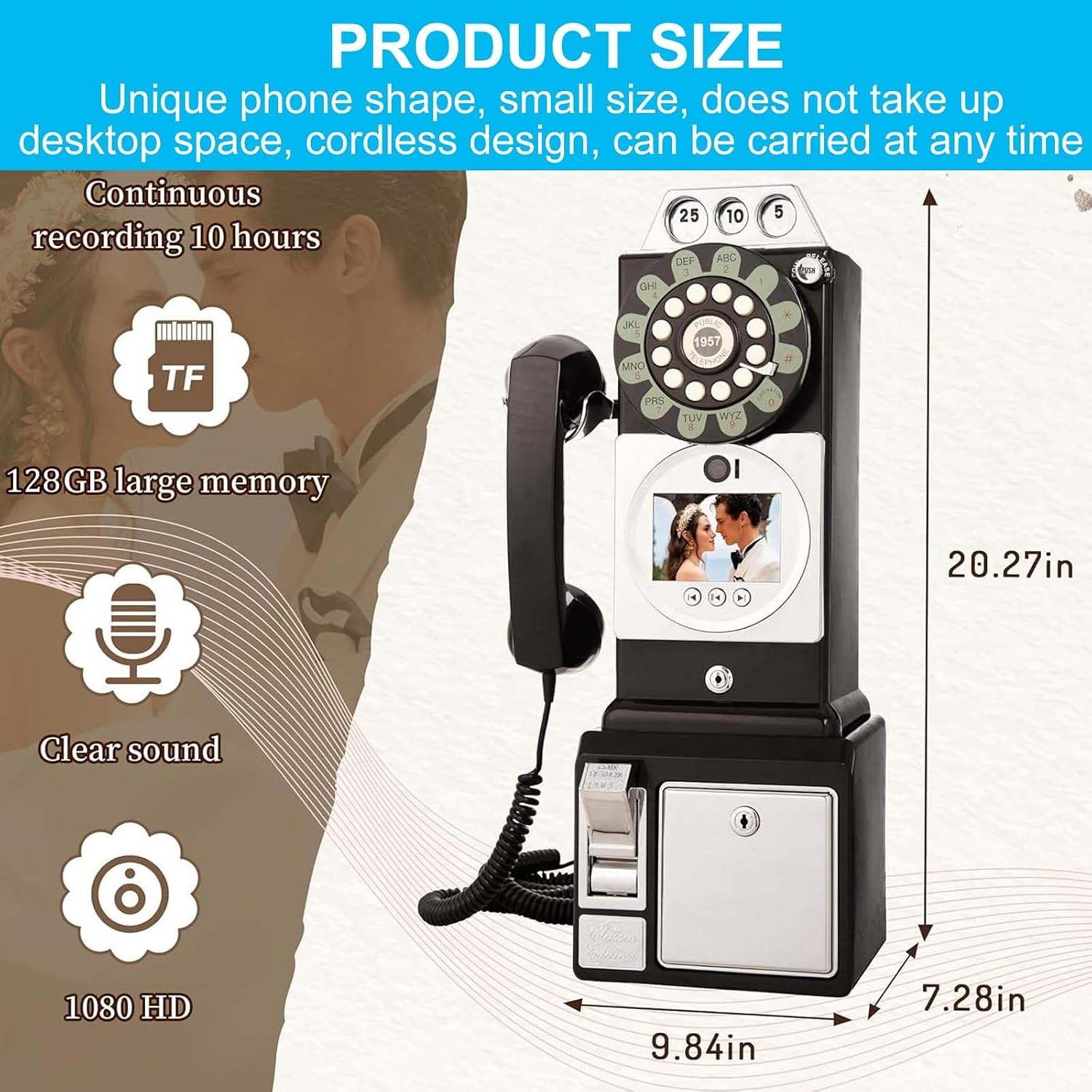 Video Audio Guest Book Wedding Phone,1080P Hd Video Audio Phone Guestbook,for Wedding/Celebration/Graduations/Baby Shower Red