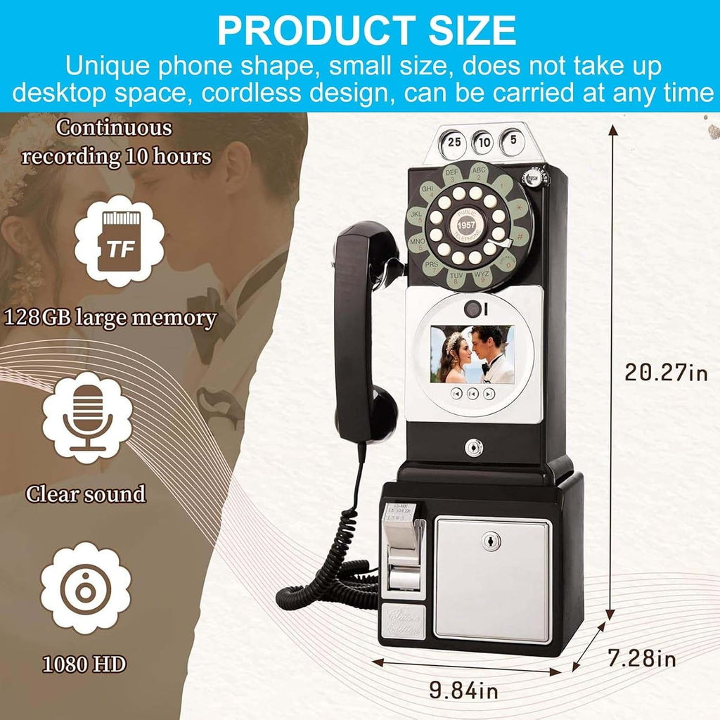 Video Audio Guest Book Wedding Phone,1080P Hd Video Audio Phone Guestbook,for Wedding/Celebration/Graduations/Baby Shower White