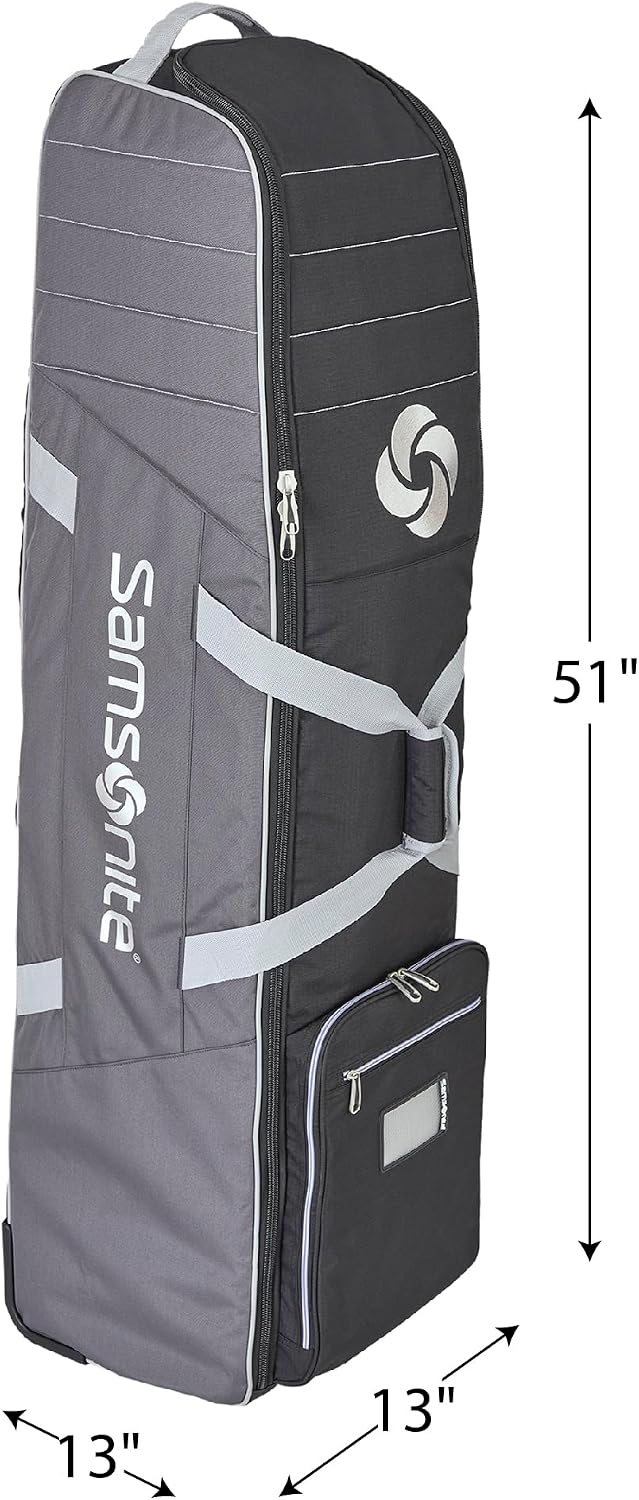Samsonite Soft-Sided Golf Travel Bag with Wheels, Heavy-Duty 600D Polyester, Additional Top Padding, Shoe/Accessory Pocket, Foldable