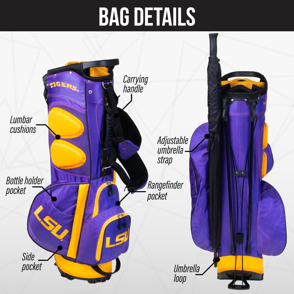Team Golf NCAA Fairway Golf Stand Bag, Lightweight, 14-Way Top, Spring Action Stand, Insulated Cooler Pocket, Padded Strap, Umbrella Holder & Removable Rain Hood