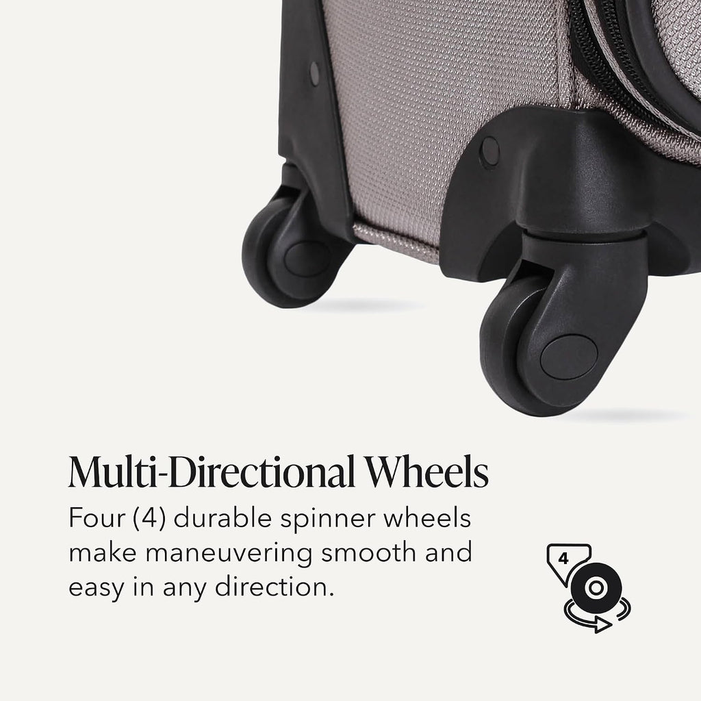 SWISSGEAR Sion Softside Expandable Spinner Luggage Durable Lightweight Travel Suitcase, Pewter, Checked-Medium