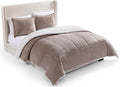 UGG Blissful Queen Comforter Set with 2 Pillow Shams, Reversible Fluffy Bed Comforter, Ultra Warm Winter Bed Set, Down Alternative Bedding, Full/Queen Size, Light Brown Fawn