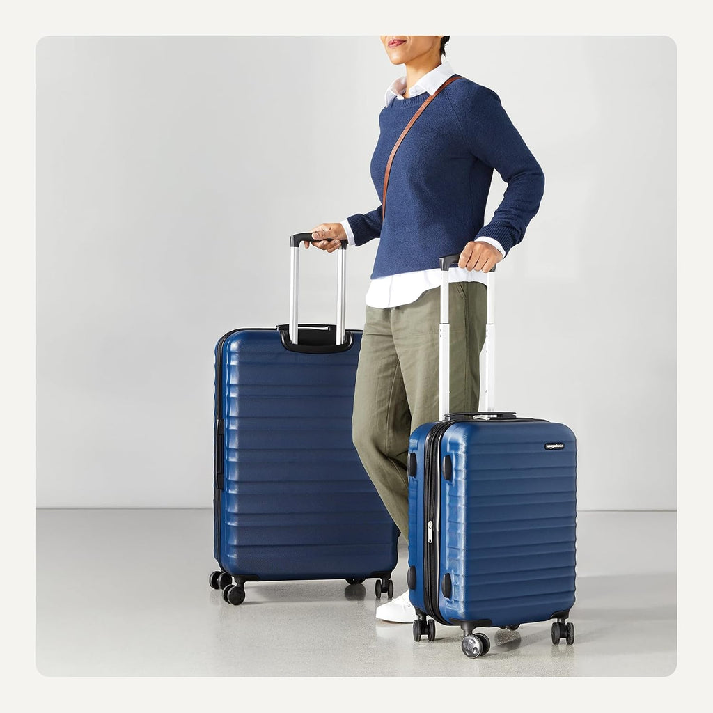Amazon Basics 2-Piece Hardside Luggage Set (21', 30'), Expandable, Scratch-Resistant Finish, Telescoping Handle, Four Multi-directional Wheels, Navy Blue