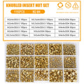 1set Double Pass Copper Knurl Nut Brass Insert Thread Metal Lock Nuts Embedded Fastener Assortment Kit Set Box M2 M2.5 M3 M4 M5 M6(LSTH00163)