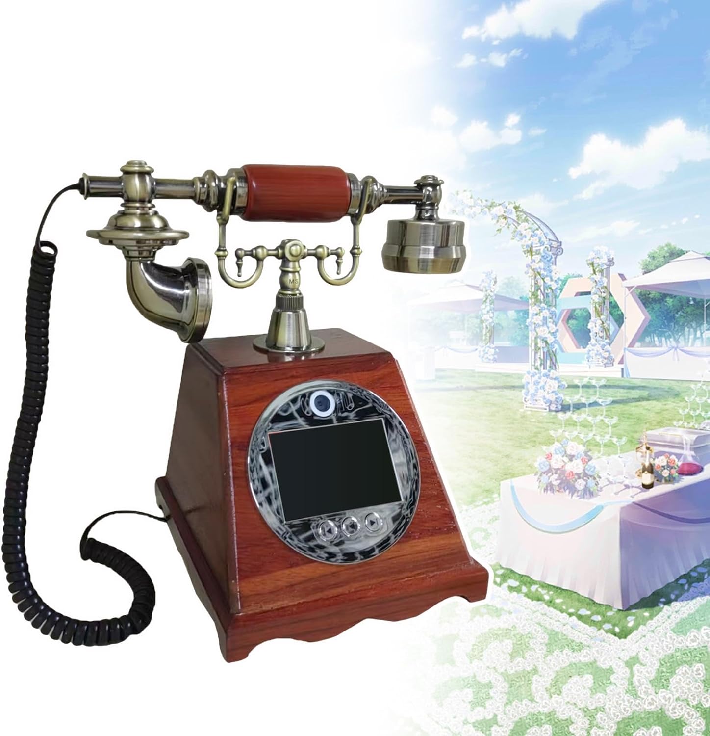Video Audio Guest Book Wedding Phone, Video Phone Guestbook, Customized Video Audio Guest Book, with Lens Recording, 5000Mah, Screen Brightness Adjustable, for Engagements Anniversaries A