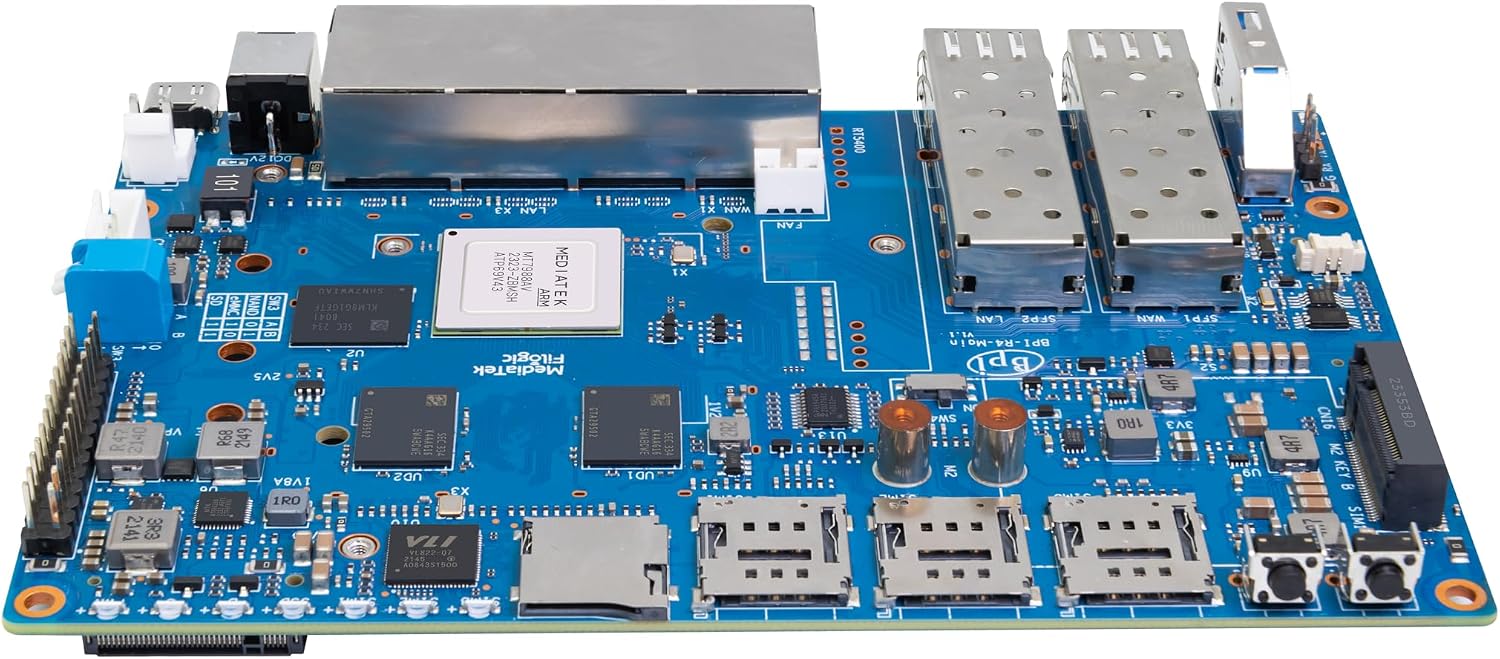 Banana Pi BPI-R4 WiFi 7 OpenWRT Wireless Dual-Band WiFi Router Board, MediaTek MT7988A (Filogic 880) SoC, 4G/5G Internet Router, 4X GbE and 2X 10GbE SFP for NAS Smart Home Gateway (8GB RAM Bundle3)