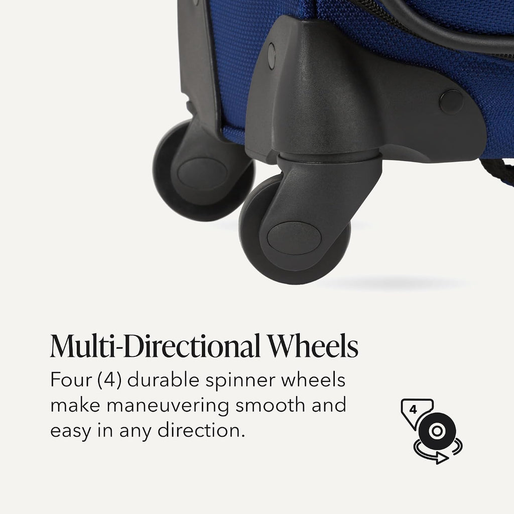 SWISSGEAR Sion Softside Expandable Spinner Luggage Durable Lightweight Travel Suitcase, Blue, Carry-On