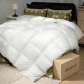 Beautyrest Goose Down Fiber Comforters Queen Size, All Season Luxury White Duvet Insert, 100% Cotton Fabric, Hotel Collection Fluffy Breathable Bedding Comforters, 8 Corner & Center Loops, 90x90 Inch
