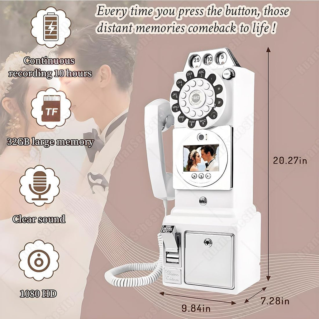 Audio Guest Book Wedding Phone,Record Customized Audio Message with Guest Book Retro Phone Audio Guestbook,Easy to Use and Creative Recording Solution White