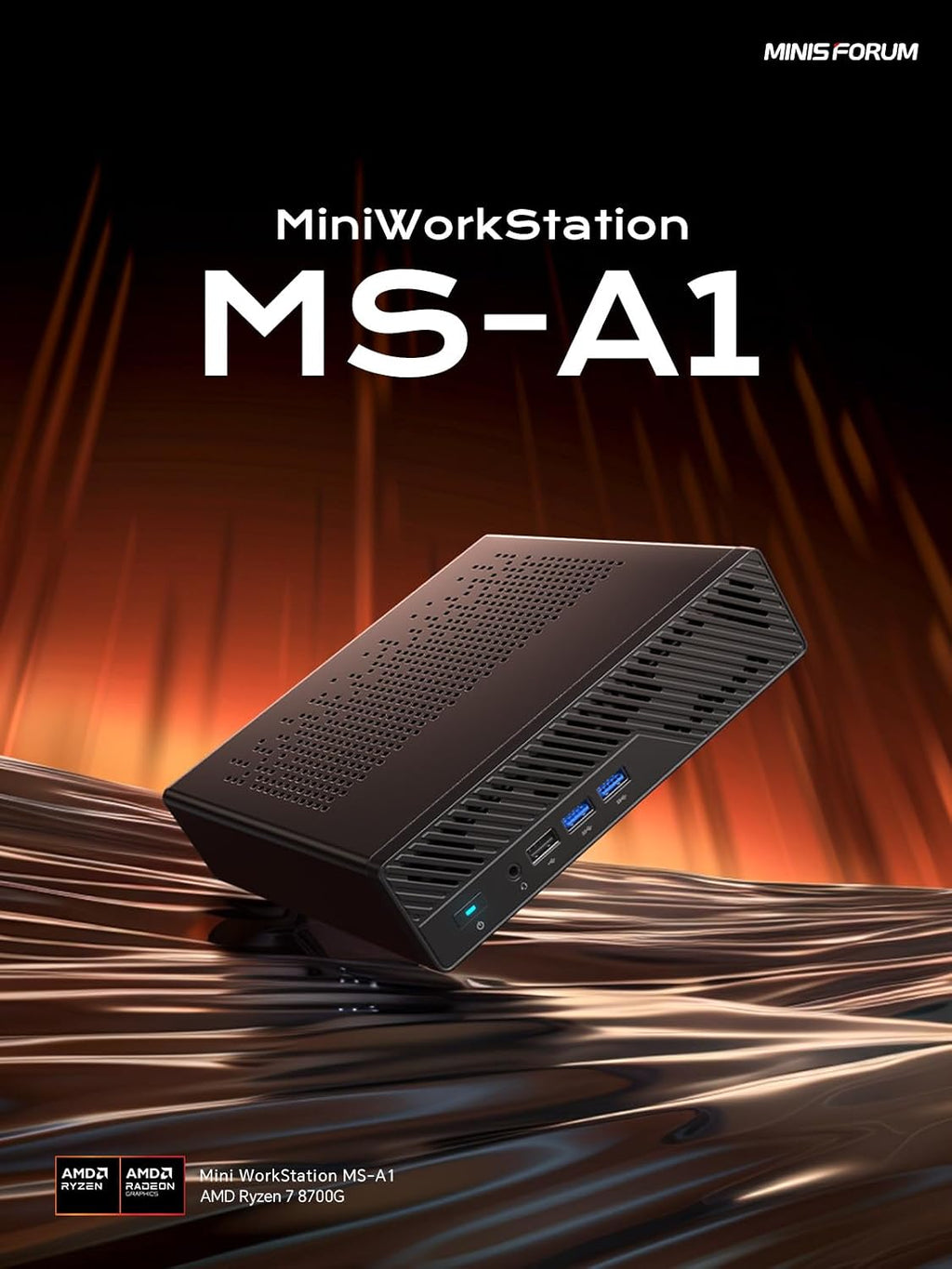 MINISFORUM MS-A1 Mini Workstation Barebone Mini PC, HDMI|DP|USB-C Triple 4K Output, 4X PCIe SSD Slot, 2X 2.5G Ethernet Port, 4X USB, Support AMD AMS Socket CPU/Discrete Graphics Cards