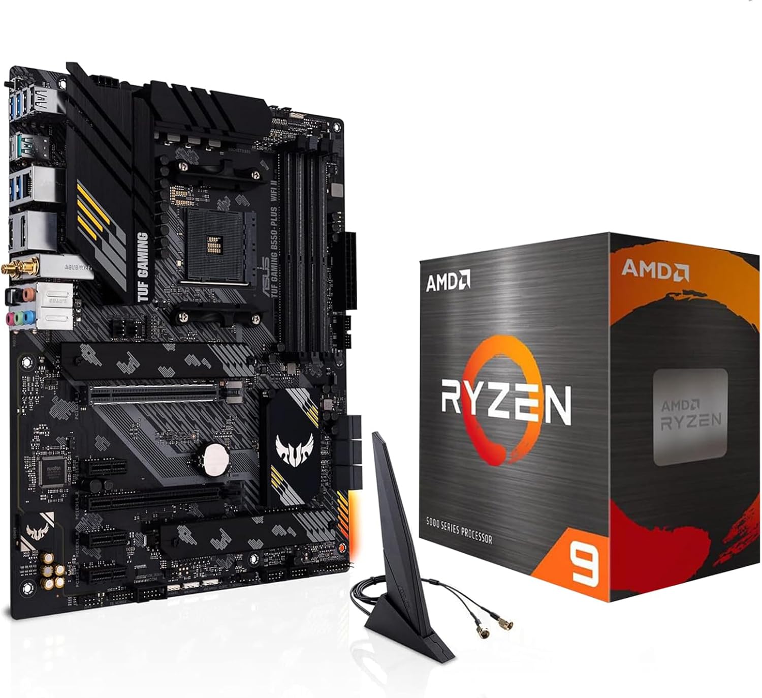 MICRO CENTER AMD Ryzen 9 5900XT Desktop Processor with ASUS TUF Gaming B550-PLUS WiFi II AM4 ATX Gaming Motherboard (DDR4, PCIe 4.0, WiFi 6, 2.5Gb LAN, USB 3.2 Gen 2)