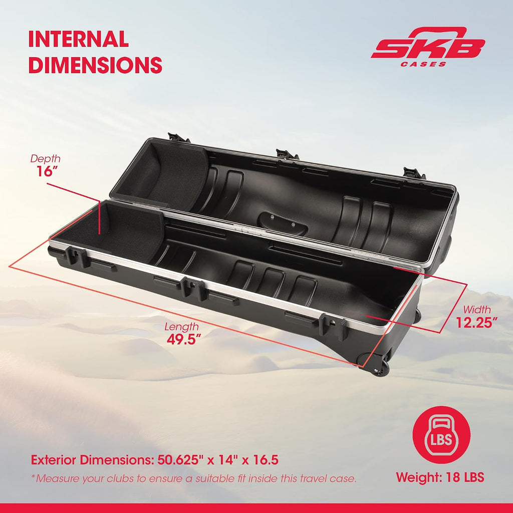 SKB Staff ATA Hard Shell Plastic Golf Travel Case for Cart Bags