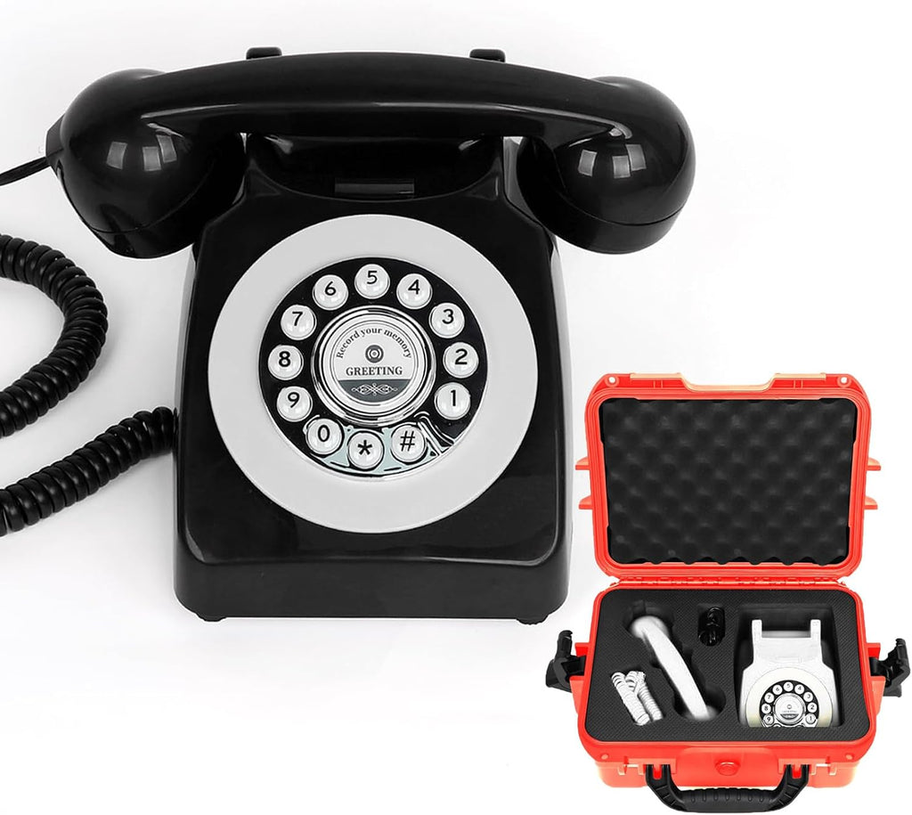 Audio Guest Book Wedding Phone Audio GuestBook with Flight Case, Record Customized Audio Messages Guest Book for Parties Weddings Birthdays Rentals Confessions Special Occasions