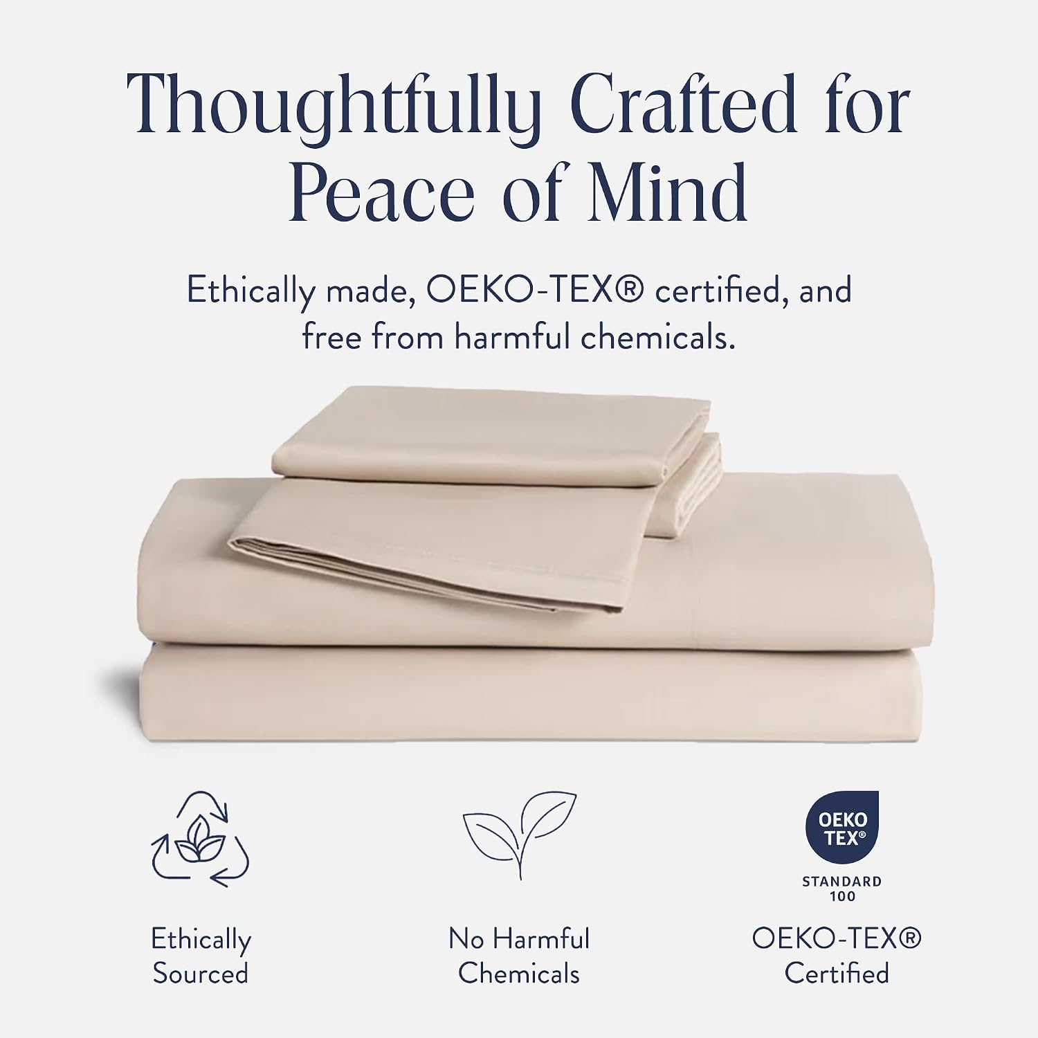 Brooklinen Luxury Sateen 4 Piece Sheet Set - 100% Cotton Bed Sheets, Soft & Durable Queen Size Sheets Set in Pebble, Oeko-TEX Certified Bedding Set, 1 Fitted Sheet, 1 Flat Sheet, 2 Pillowcases