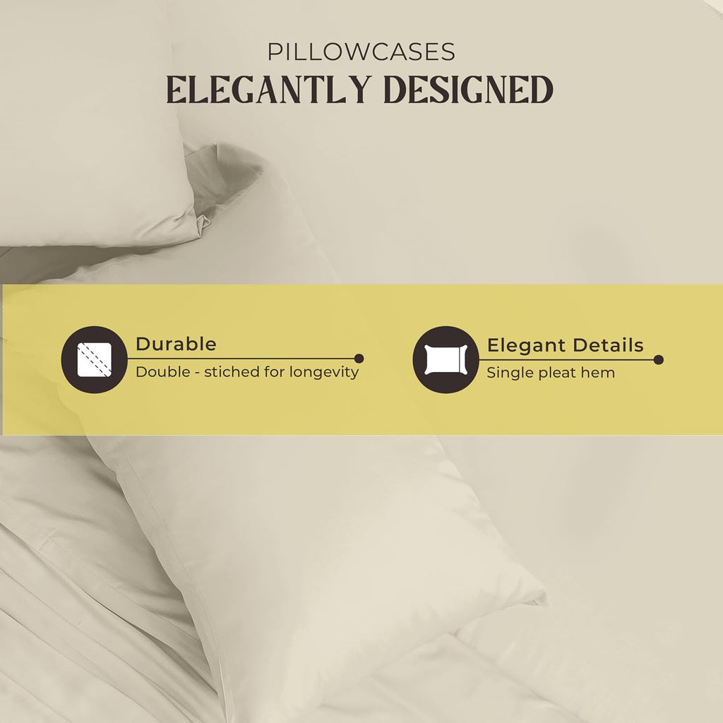 Mayfair Linen 100% Pure Egyptian Cotton Sheet King Size - Luxury 1000 Series Grandiose Collection King Size Sheets Set (4 PC, Ivory), 16' Deep Pocket Sateen Weave Soft Cooling Hotel Bed Sheets Set