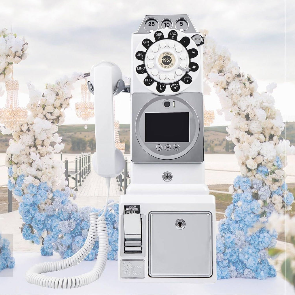 Video Audio Guest Book Phone, Unique Video Voicemail Message Recorder, Guestbook Alternative for Wedding, Bridal Shower, Birthday Party, Baby Shower, Anniversary, Engagement,White