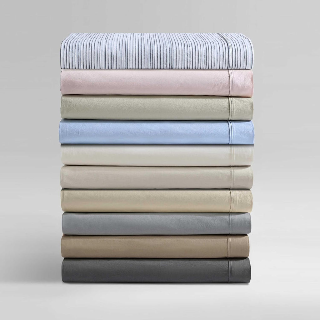 Calvin Klein - King Size Sheets Set, Crisp & Tailored Cooling Sheets w/a Naturally Smooth Cotton Percale Lightweight Feel - Bed Sheets with Matching Pillowcases & Fitted Sheet (Wavy Stripe Blue)