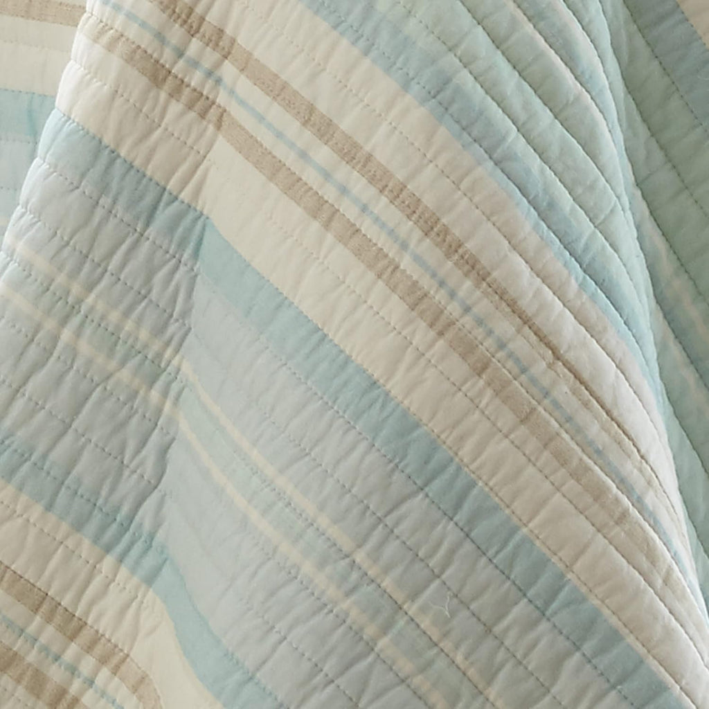 Levtex Home - Stone Harbor Twin/Twin XL Quilt - Striped Coastal - Light Blue, Taupe, & Cream - Quilt Size 68x86in. and One Sham Size 20x26 - Reversible - Cotton Fabric