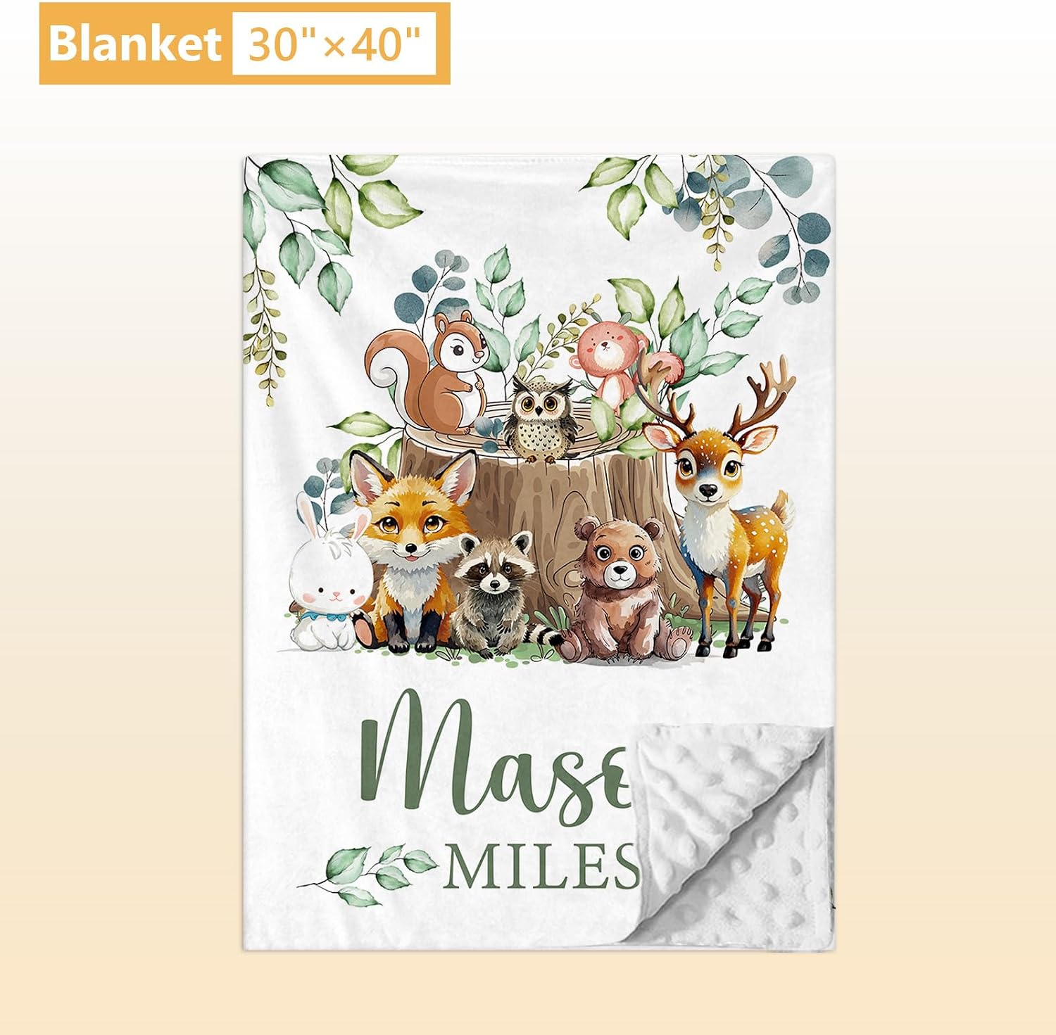 Terwex Personalized Baby Bedding Set, 5 Pcs Custom Baby Crib Sets with Name, Toddler Bedding Set for Baby Boys Girls, Forest Animal Double Layer Nursery Bedding Set, Customized Gifts for Infants Kids