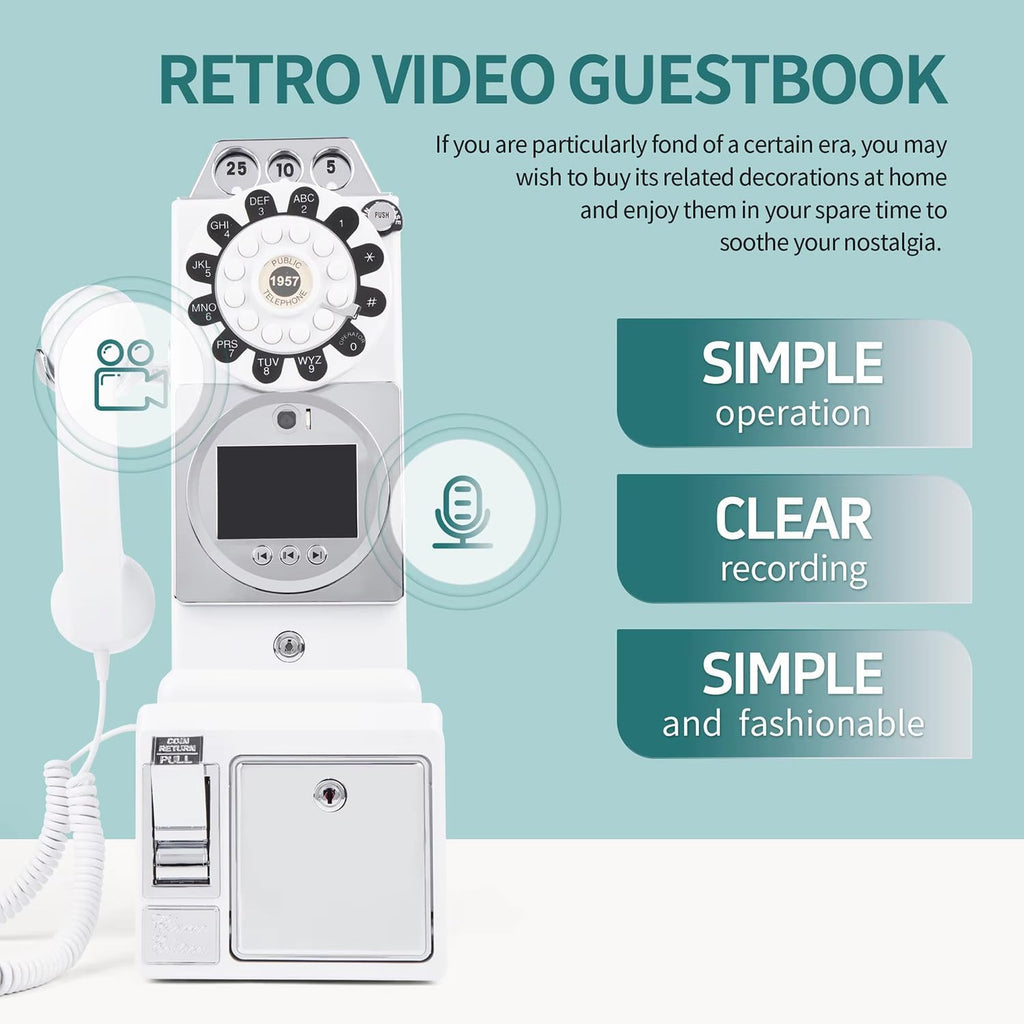 Video Audio Guest Book，Wedding Phone Guestbook,Capture Every Heartfelt Moment, The Ultimate Video Audio Guest Book for Weddings 54x27x20 cm (White)