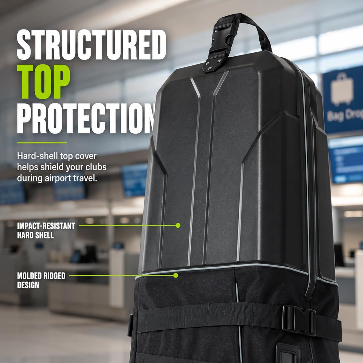 Golf Travel Bag with Hard Case Top and Wheels,Premium Oxford Fabric,Golf Travel Bags for Airlines,Protect Your Club for Safe Transport