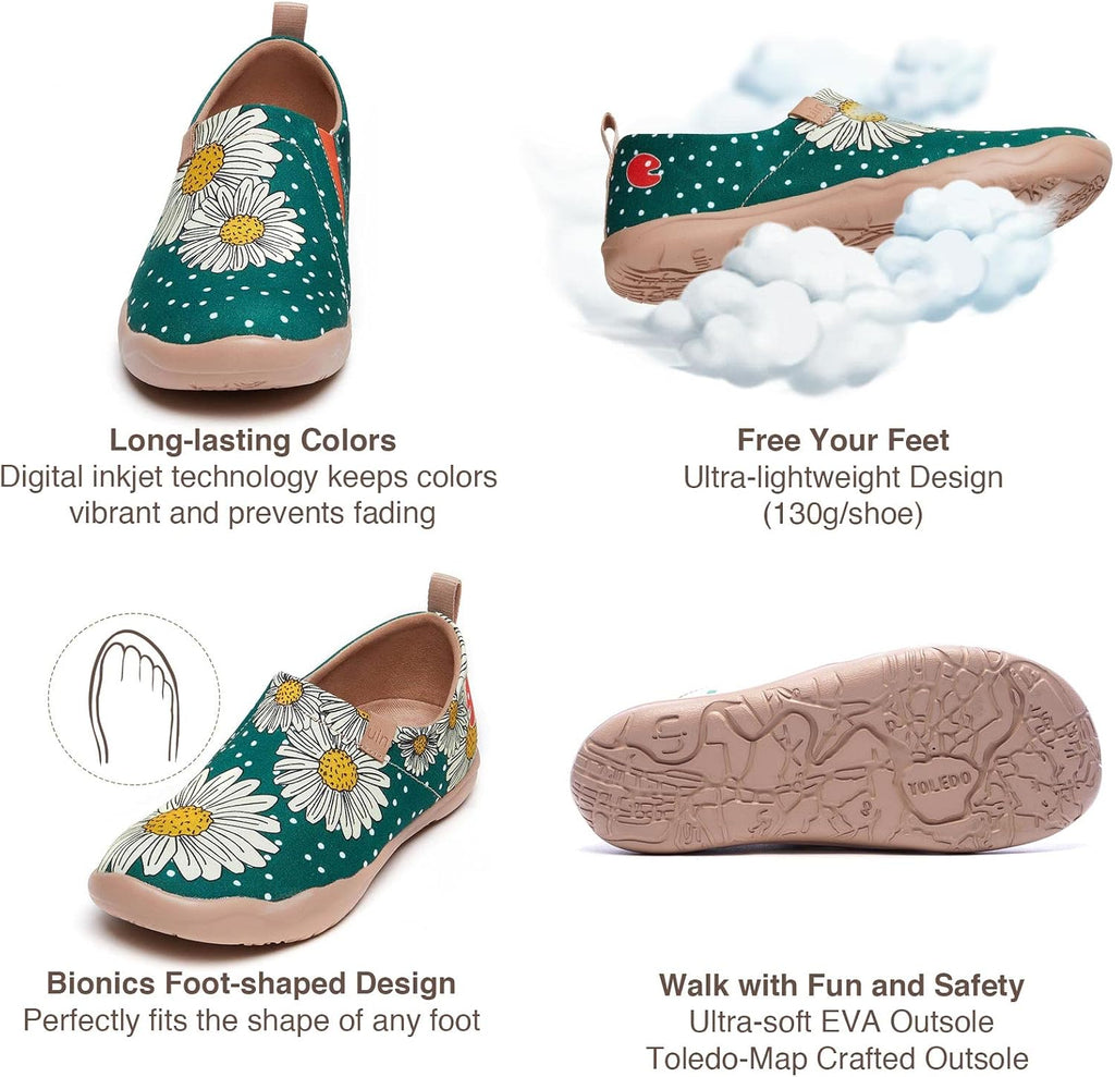 UIN Women's Slip On Shoes Colorful Comfortable Lightweight Art Travel Sneakers Casual Floral Stylish Everyday Loafers